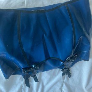 Latex Rubber Gummi Girdle by Libidex Small in Nightshade Blue Fetish